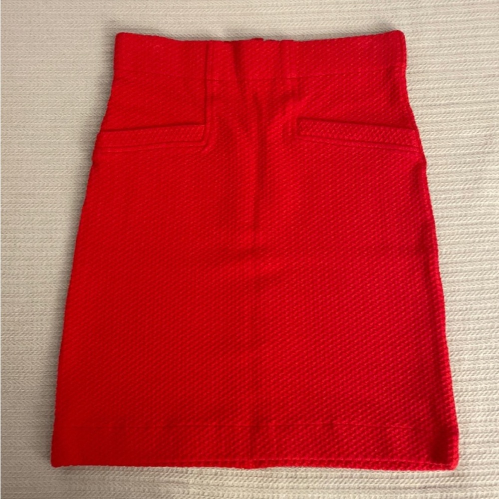 ANTHROPOLOGIE Ganni Women's Red Textured Stretch Fitted Pencil Skirt